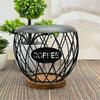 Artistic Iron Fruit Basket Inspired Coffee Pods Rack Open Structure Kitchen Office Storage Durable Metal Wood Materials