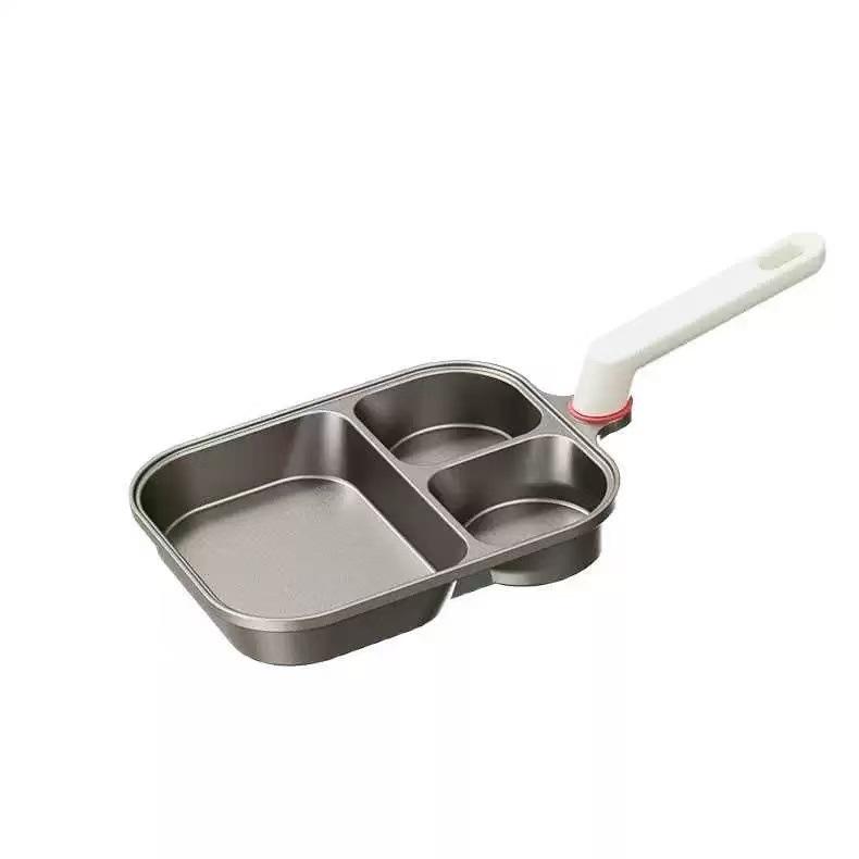 Titanium Gold Non-stick Aluminum Egg & Burger Pan - Die-Cast, Thickened, Three-in-One Breakfast Pan