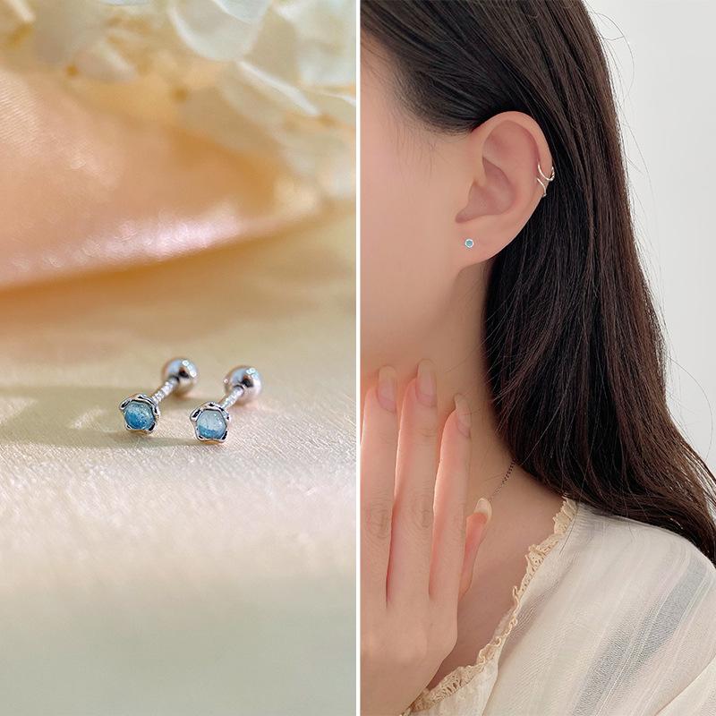 Multiple Styles of Colorful Stone Flower Earrings for Women's Daily Students To Maintain Ear Holes To Prevent Loss