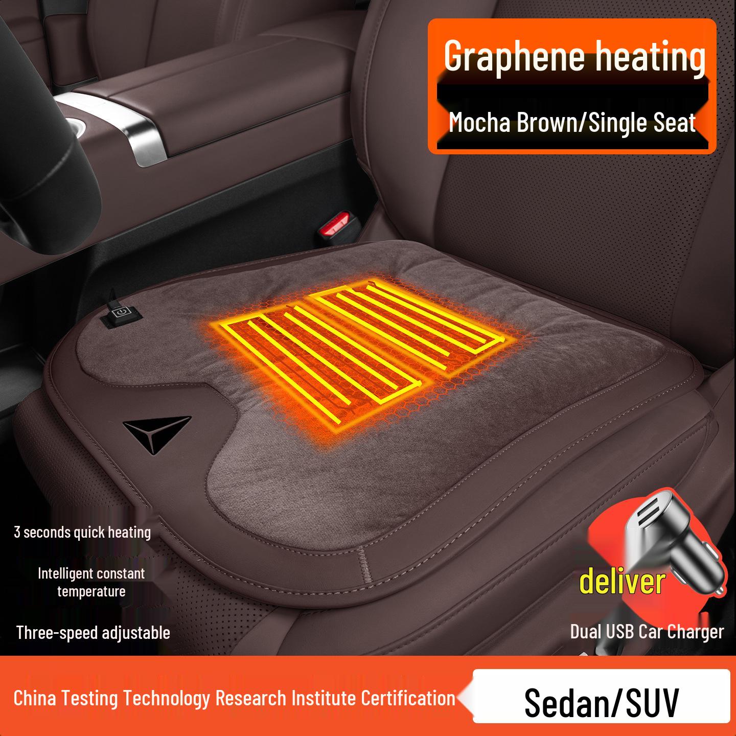 

Dark Blue Heated Car Seat Cushion with Graphene Technology for Winter Warmth