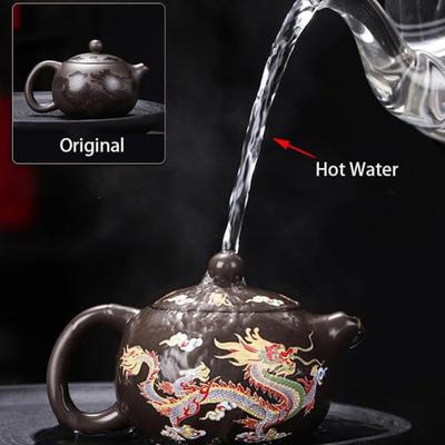 Tea Set Hand-made Dragon And Phoenix Color-changing Purple Clay Teapot Zisha Tea Kettle Premium Mineral Sand Tea Brewing Kit Handcrafted Traditional