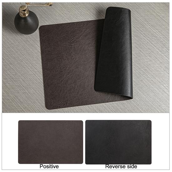 Double-Sided Placemat Waterproof Oil-Proof Heat Resistant Coaster for Dining Table Faux Leather Non-Slip Pad for Restaurant