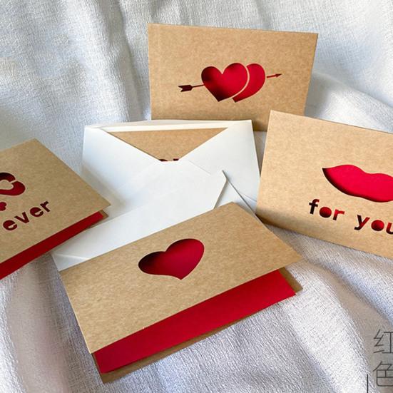 6Pcs Valentine's Day Greeting Cards with Envelopes Romantic Love Heart Cards for Valentine's Day Anniversaries Birthdays