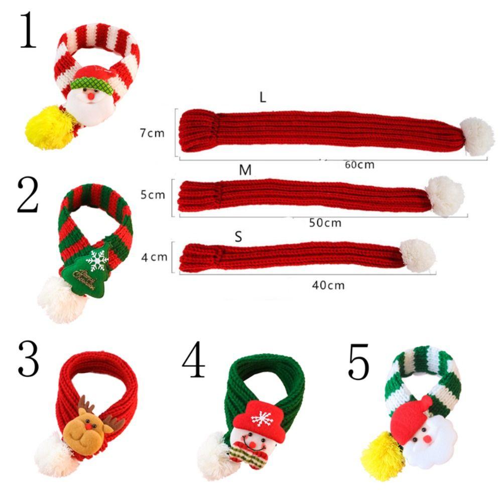 Santa Claus Puppy Kitten Christmas Scarf Elk Pet Color Blocked Scarf Pet Warm Knitted Scarf  Autumn