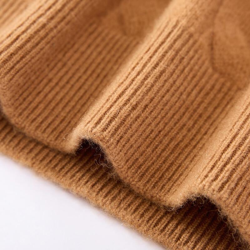 Golden Chrysanthemum Men's 100% Wool Round Neck Cable Knit Sweater