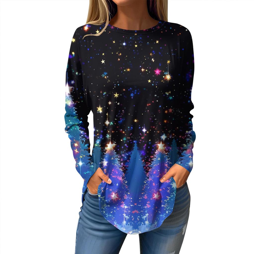 Tee Shirts For Women Fall Casual Long Sleeve Shirts Sweatshirt Vintage Graphic Printing Top Pullover Valentine's Day