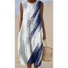 European and American New Summer Flower Ocean Printing European Size Round Neck Sleeveless Long Dress Creative Loose Dress