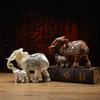 Elephant Resin Statue With Imitation Wood Finish For Office Decor Gifts And