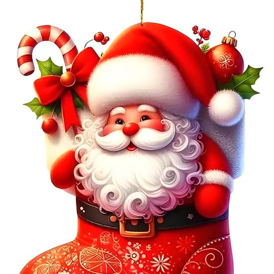2Pcs Christmas Car Mirror Pendant Santa Claus Candy Cane Acrylic Ornaments Vibrant Festive Decor for Rearview Mirror Home Backpack