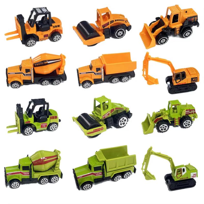 New Remote Control Engineering Vehicle Crawler 6Pcs/Set Alloy Tractor Excavator Truck 1:64 Mini Car For Boys Kids Toy Gifts
