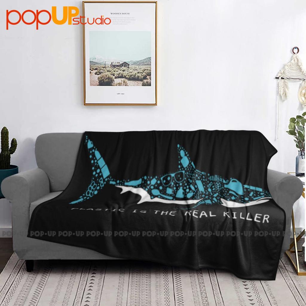 Plastic Is The Real Killer Funny Shark Ultra-Soft Blanket Quilt Winter Sofa Cover Bed Covers