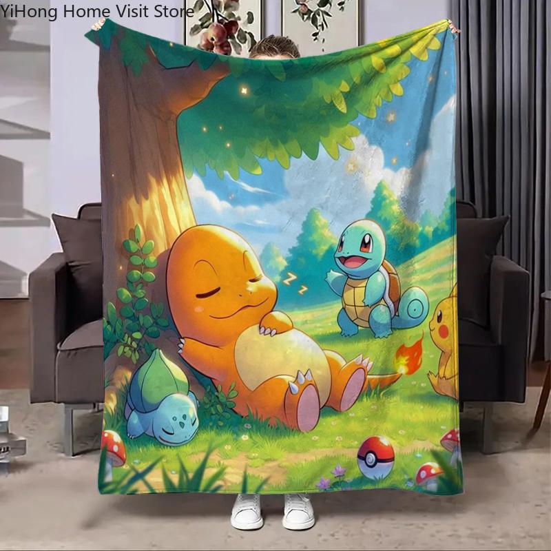 Charizard Pokemon Japan Cartoon Flannel Blanket Fluffy Children and Adults Sofa Plush Bedspread Throw Lunch Blanket for Sofa Bed