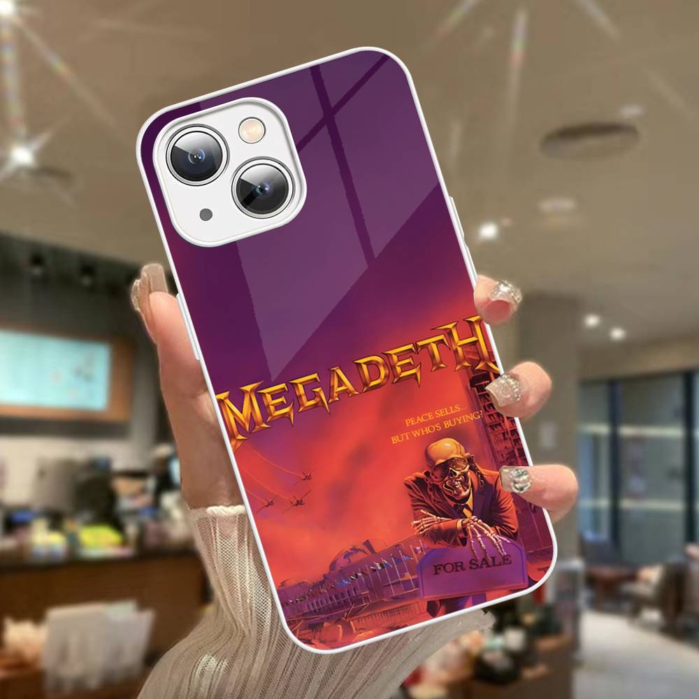 

M-Megadeth Logo Tempered Glass For Iphone 14 13 12 11 Pro Mini XS MAX 14Plus X XS XR Fundas iphone 14 plus