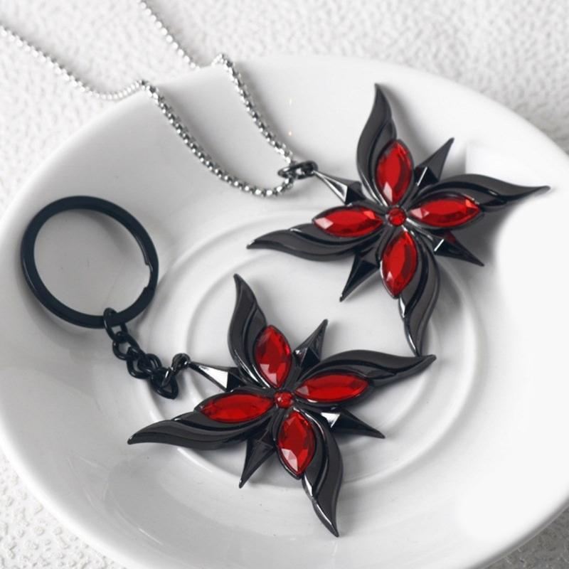 Fashionable Sturdy Alloy Necklace Keychain Inspire by Genshin Characters Decoration for Cosplay and Daily Wear