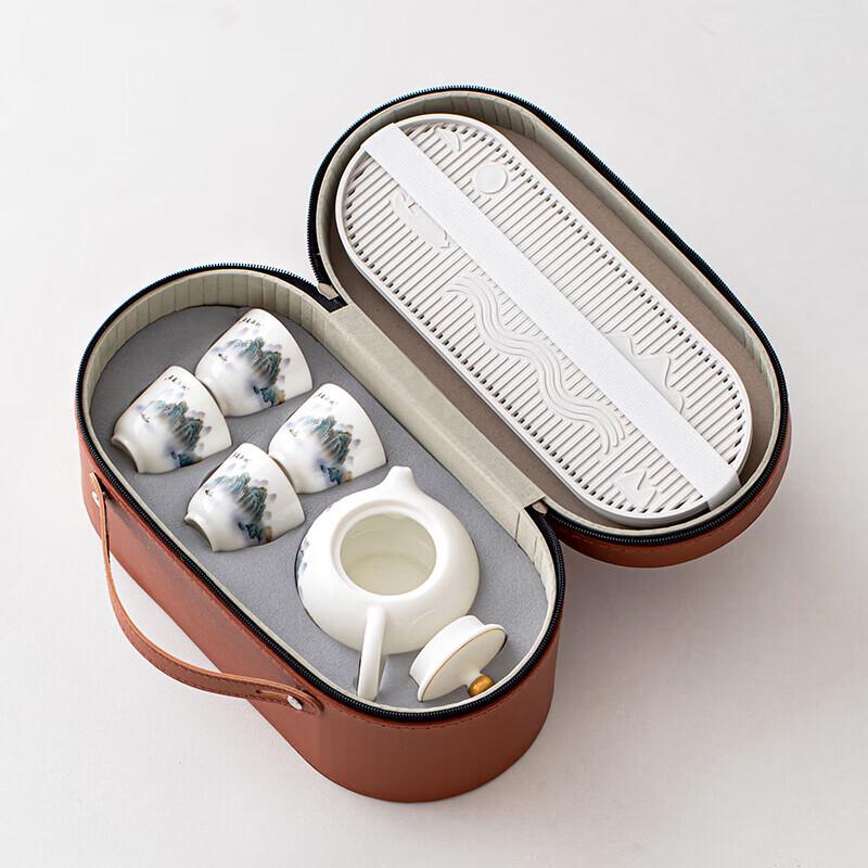 

Gold Inlaid Jade Portable Kung Fu Tea Set