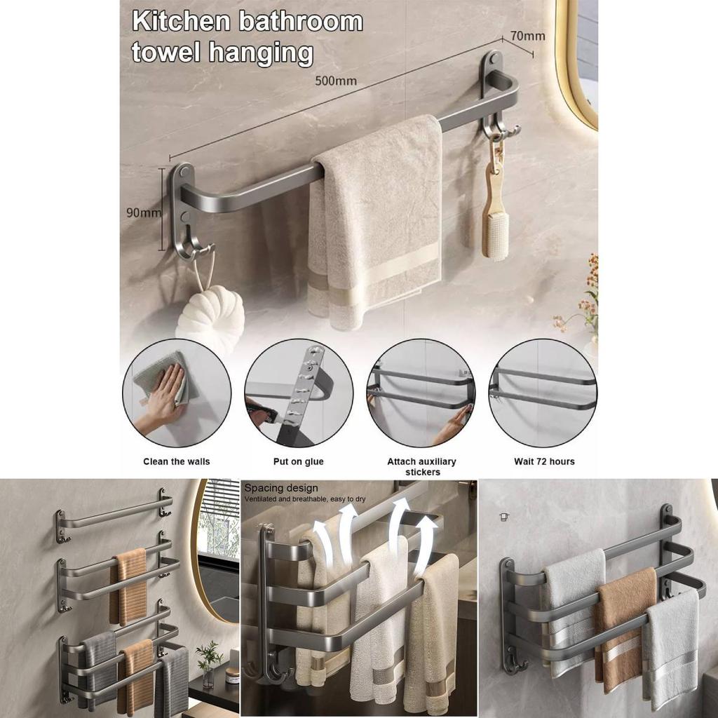 Modern Minimalistischer Cremefarbener Handtuchhalter aus Raumaluminium Mehrschichtiger Badezimmer-Aufbewahrungsorganizer