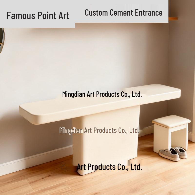 Beige Wabi-Sabi Style Concrete Console Table - Minimalist Entryway Table