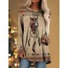Women's T Shirt Wolf 3d Print T-shirt Women Fashion Animal T-shirts Casual Long Sleeve Tops Tees Vintage Tshirt Loose Tees Owl