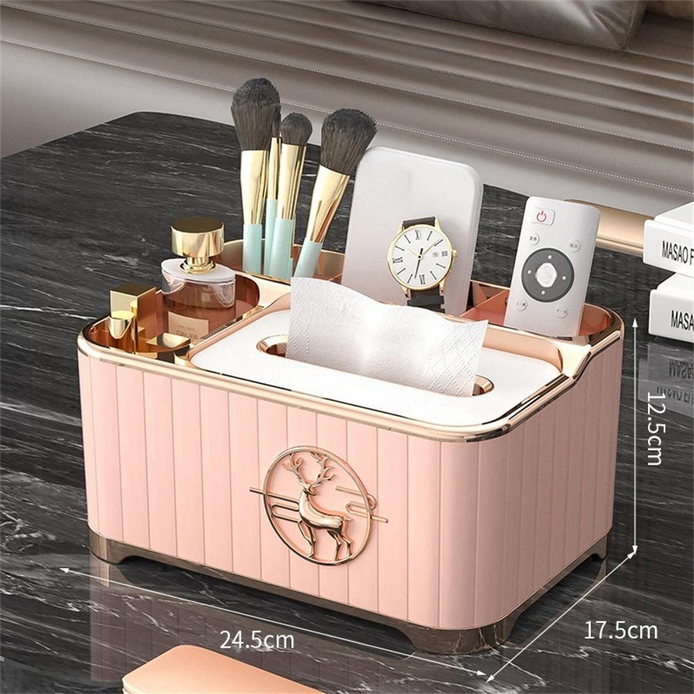 

Home Desktop Tissue Box Multifunction Napkin Storage Boxes Living Room Remote Control Organizer Luxury Coffee Table Paper Holder розовый
