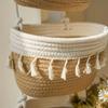 Woven Cotton Multi Pocket Hanging Baskets Handwoven Wall Mount Storage Bag  Living Room