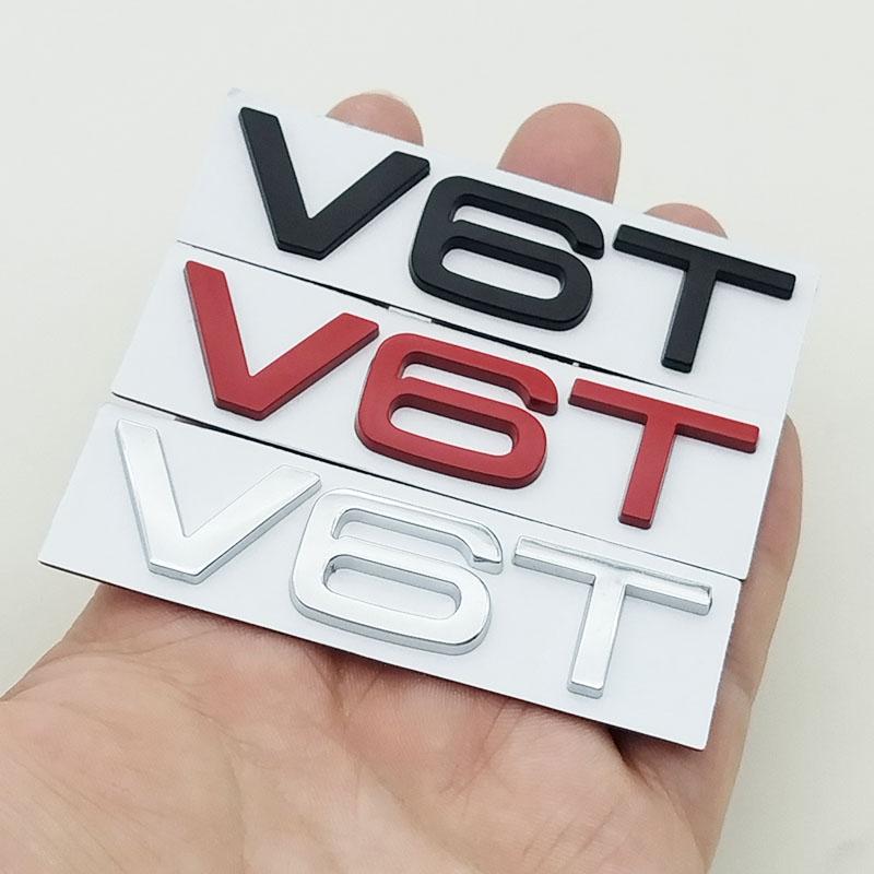 3D Metal Car Fender Badge V6T V8T Logo Decal Emblem Sticker for Audi A3 A4 A6 Q3 Q5 S4 S5 TT Auto Decoration Accessories
