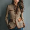 Blazer de Color Block Retro Vintage Francés para Mujer, Chaqueta Elegante de Gama Alta Casual para Damas