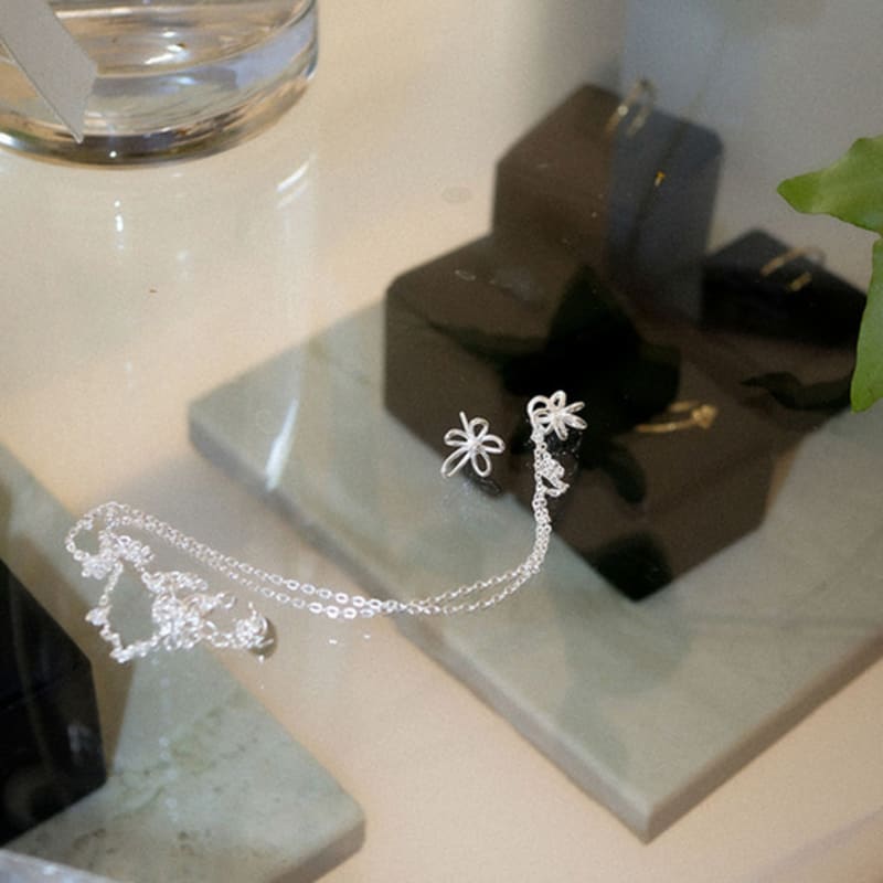 modernlike silver 925 blossom flower necklace