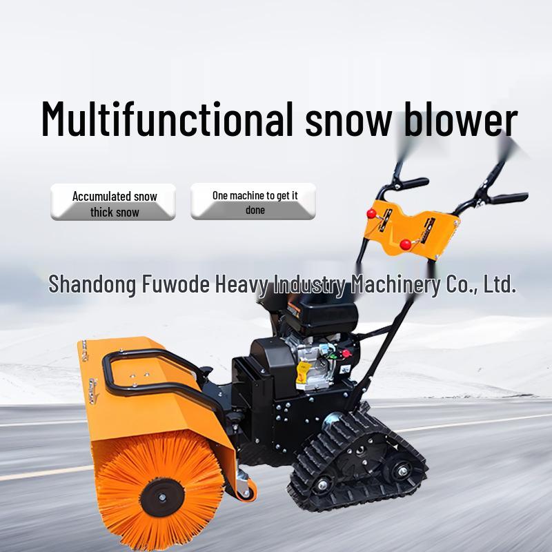 Compact Multi-Functional Self-Propelled Crawler Snow Sweeper with Roller Brush
