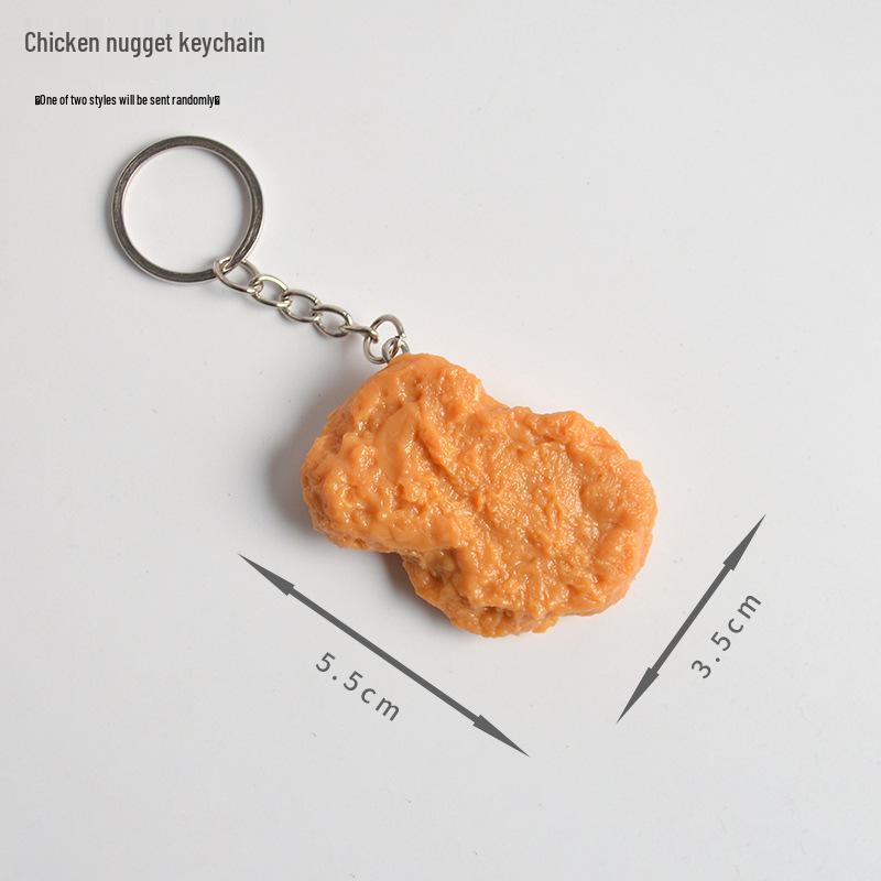 PVC Fake Food Keychain: Fried Chicken, Wings, Fries, Popcorn Chicken Pendant Model