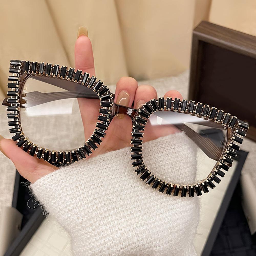 

Fashion Rhinestone Sunglasses INS Beach Party Sun Glasses Convenient Women Spectacles Travel Black Brown Frame