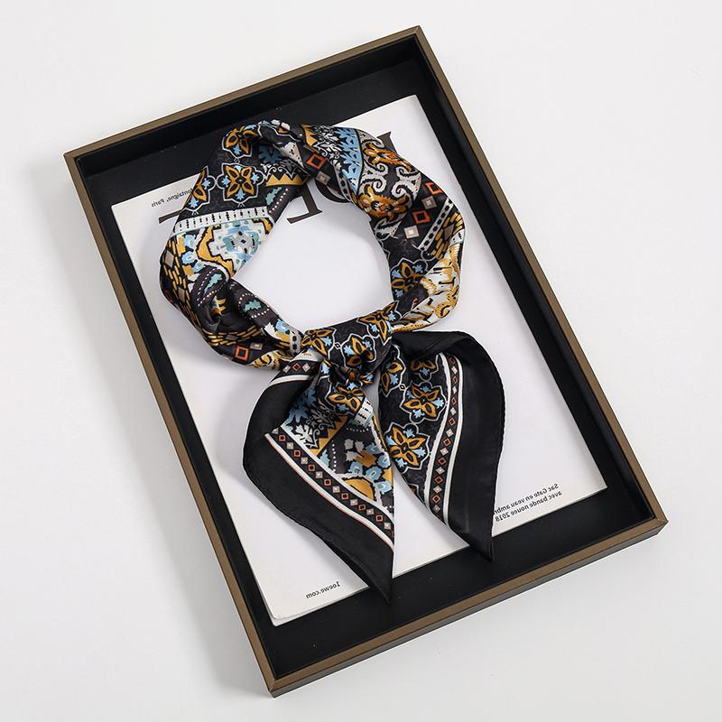 2024 Luxury Square Silk Scarf for Women Hijab Hair Bands Neckerchief Female Satin Shawl Ribbon Headband Fashion Wraps Bandana