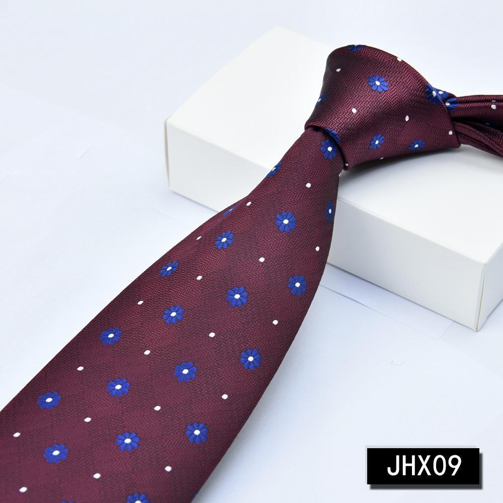 Men's Burgundy Striped Jacquard Formal Business Tie, 8cm Handmade Tie Decoration