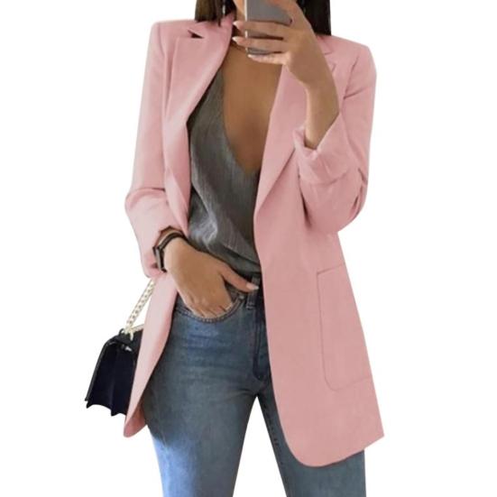 Blazer Lapel All-match Open Front Stylish Women Suit for Daily Life