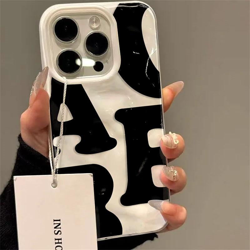 Простой узор из букв, складки, текстура, чехол для телефона для iPhone 17 Air 16 15 14 Plus 13 12 11 Pro Max, для пар, конфетный цвет, задняя крышка iPhone 15