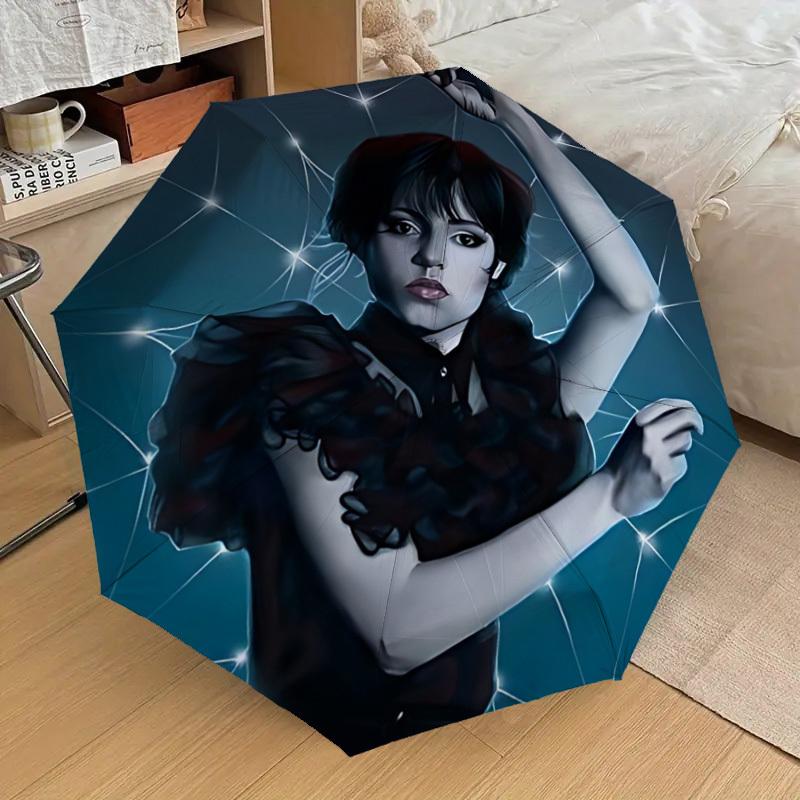 1pc Wednesday Automatic Folding Umbrella] Durable Iron Frame & Rod, Portable Folding, Makes a Great Holiday Gift yy251016279