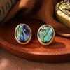 Court Style Niche Abalone Shell Stud Earrings French New Temperament Earrings Retro Geometric Diamond-set Premium Earrings