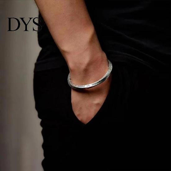 Men Bracelet Opening Adjustable Silver Color Twist Boho Wrist Decoration Easy to Wear Fish Letter Curved Sleeve Jewelry