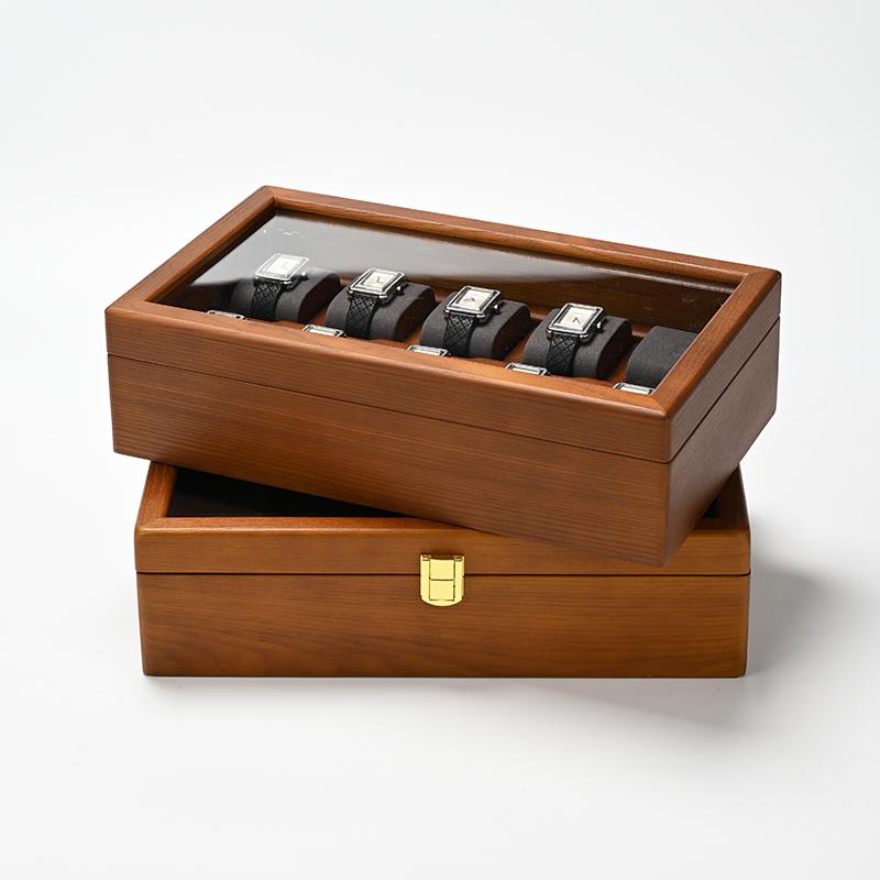 Oirlv 10 přihrádek Box na hodinky Dřevěná šperkovnice Organizer na hodinky Pouzdro Pánské Dámské Mechanické hodinky Úložné pouzdro Box na vystavení náramkových hodinek