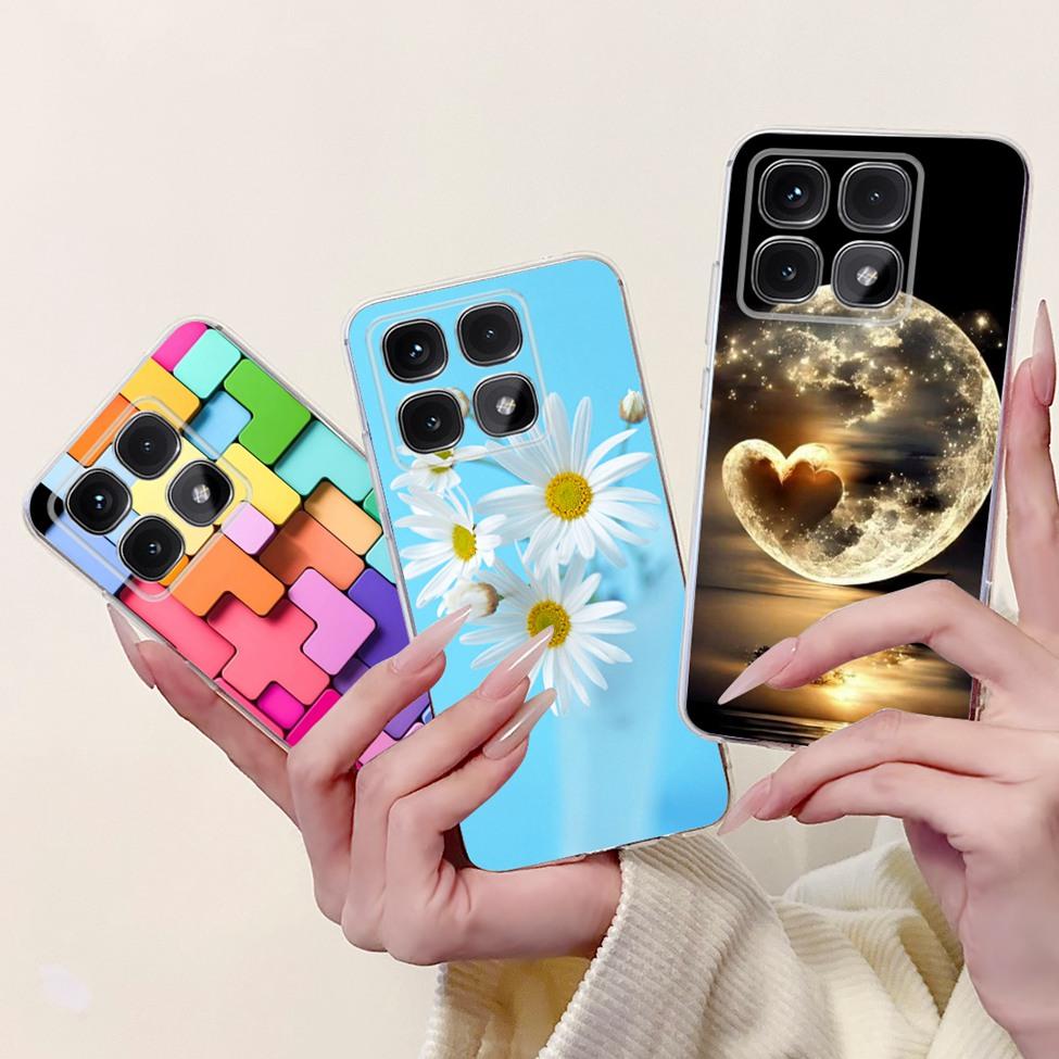 Clear For Xiaomi 14T Case Cover Luxury Cute Cat Fashion Flowers Funny Cool Painted Soft Phone Case 2406APNFAG