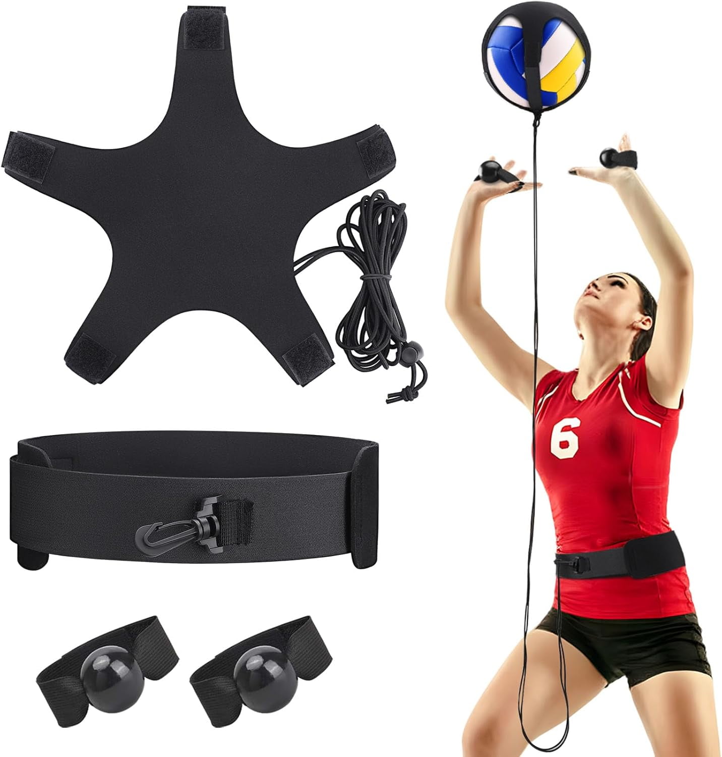 Volleyball spike training device, elastic self-training volleyball resistance band, volleyball equipment training aid