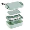 Microwave Safe Meal Prep Containers Double Layer Lunch Box with Sauce Container And Tableware, Leak Proof Stackable Food Easy Clean Dishwasher Storage