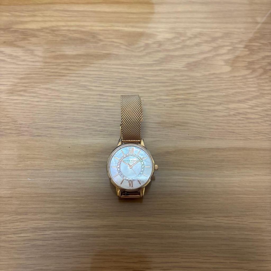 Used Olivia Burton Watch Pink Gold Mesh Strap