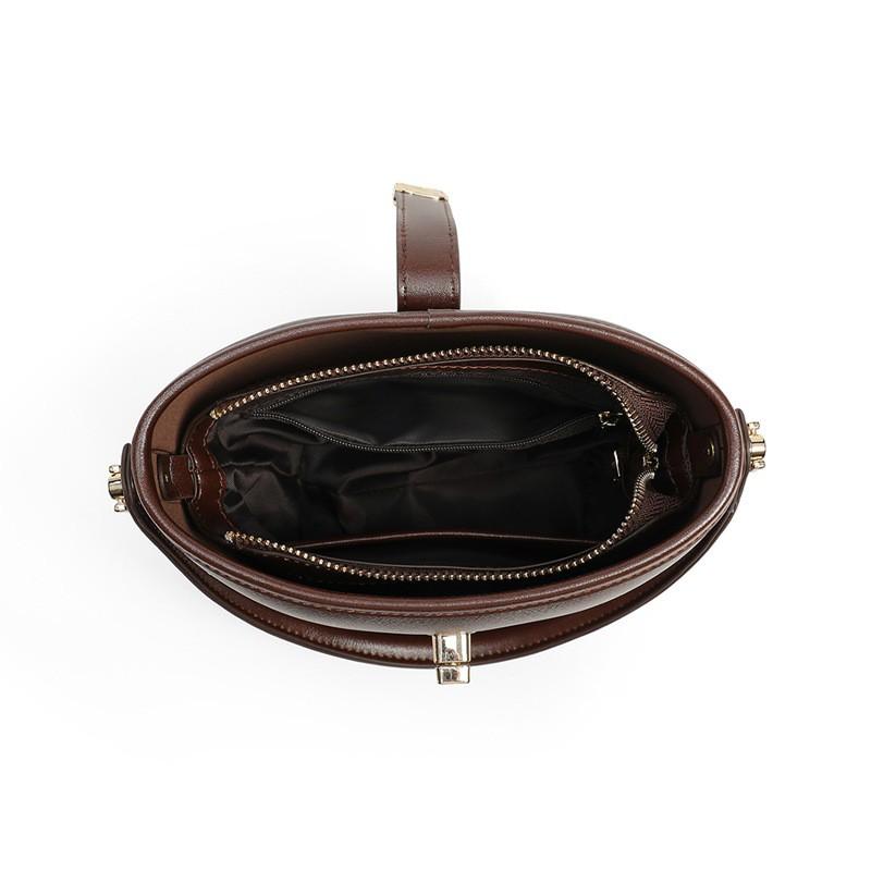 Womens Bucket Bag Crossbody Shoulder Vintage Chic Commuter Handbag Small Synthetic Leather Wine Brown