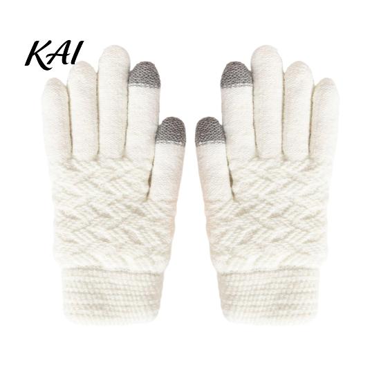 Skiing Hand Warmers 1 Pair Winter Warm Fleece Lined Gloves for Women Men, Cold Versatile Outdoor Sports Weather Thermal Gloves, Thickened Knit