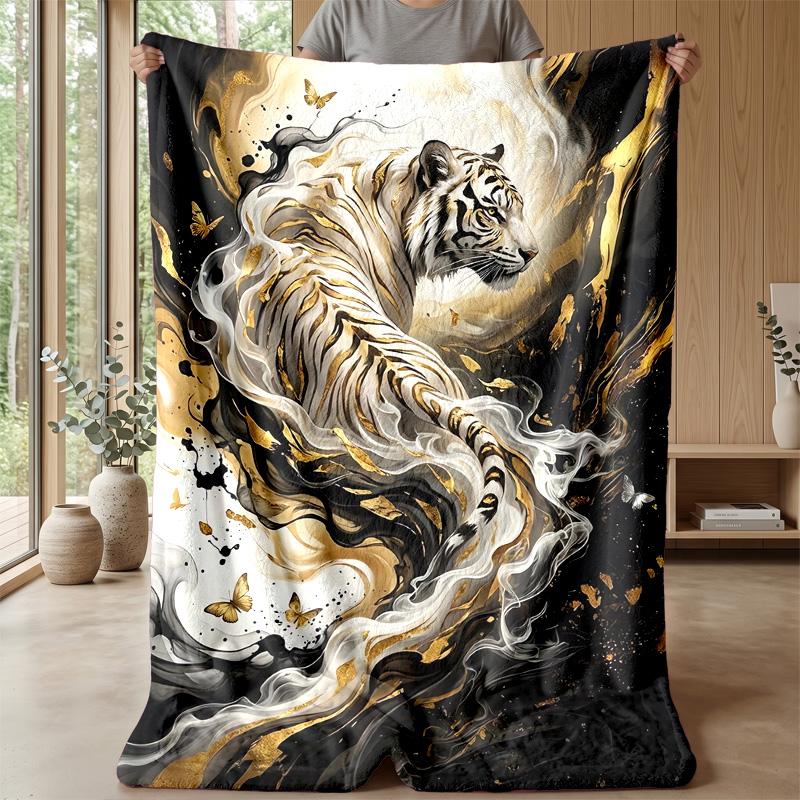Elegant Rose Butterfly Marble Theme Blanket Lightweight Warm Flannel Blanket Decorative Throw Blanket for Home Decoration