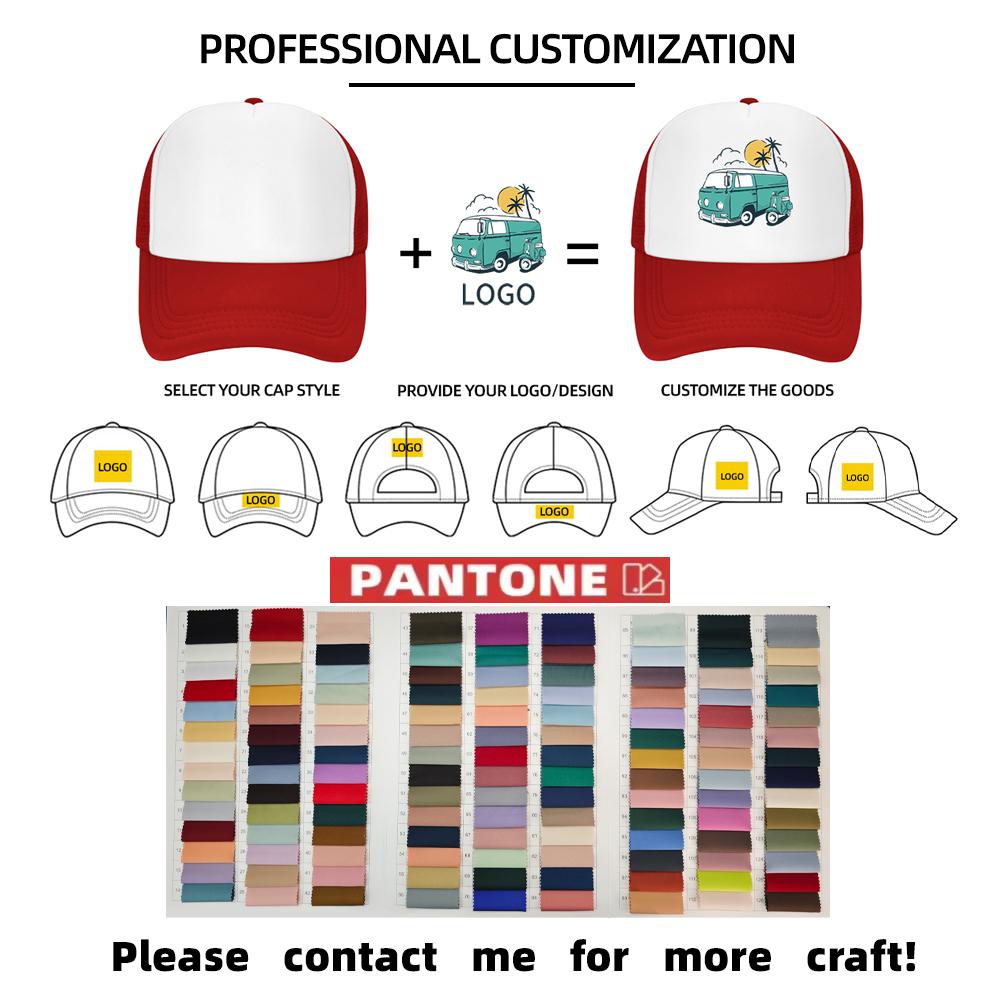 Wholesale High Quality Custom 3D Embroidery Sublimation Print 5-Panel Trucker Mesh Cap  Baseball Gorras Blank Foam Trucker Hat