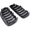 Left Right Glossy Black Carbon Fiber Dual Slats Kidney Grille Grill Compatible with 2011-2013 BMW E92 E93 325i 328i 335i 2-Door LCI, For E92 E93