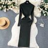 Abito aderente a maniche lunghe a maniche lunghe con scollo a O elegante elegante da donna Abito aderente in maglia aderente alla moda sexy con abiti elastici sottili