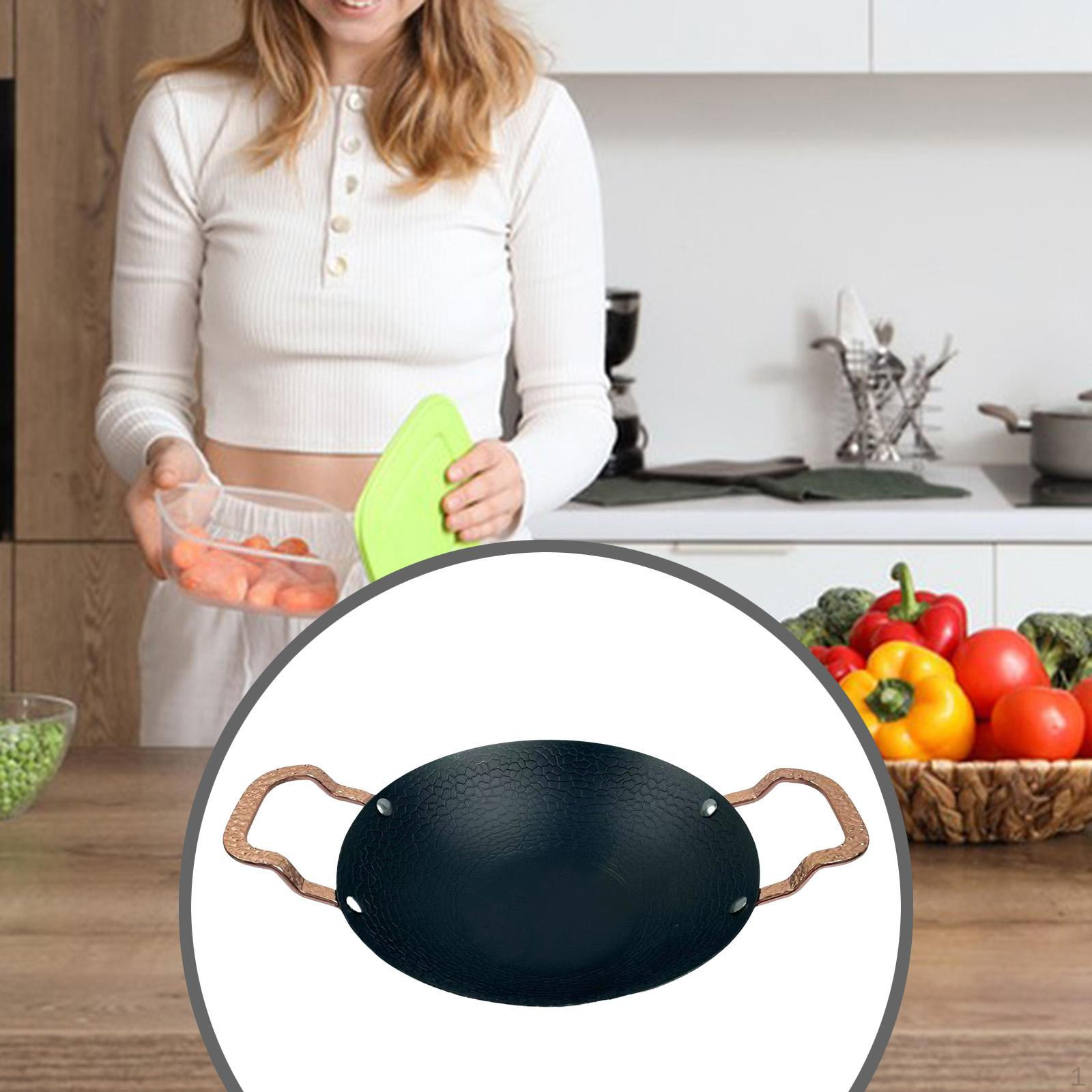 

Кулинарный вок Посуда Металлический кухонный инструмент Легко чистить Сковорода Паэлья для Рамена 31cm with handle