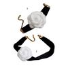 Elegant Camellia Choker Necklace Bracelet White Flower Collar Necklace Vintage Velvet Choker Bracelet Fashion Jewelry